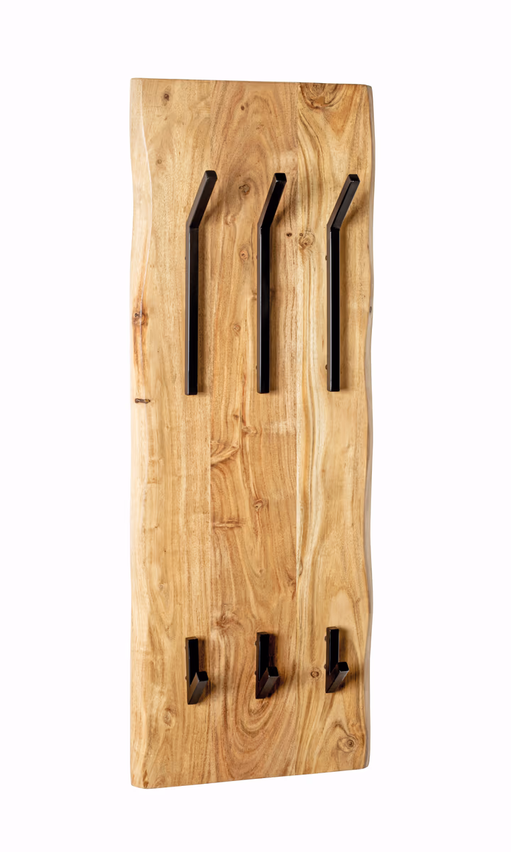 Wandgarderobe - B ca. 36 cm, Akazie, Schwarz