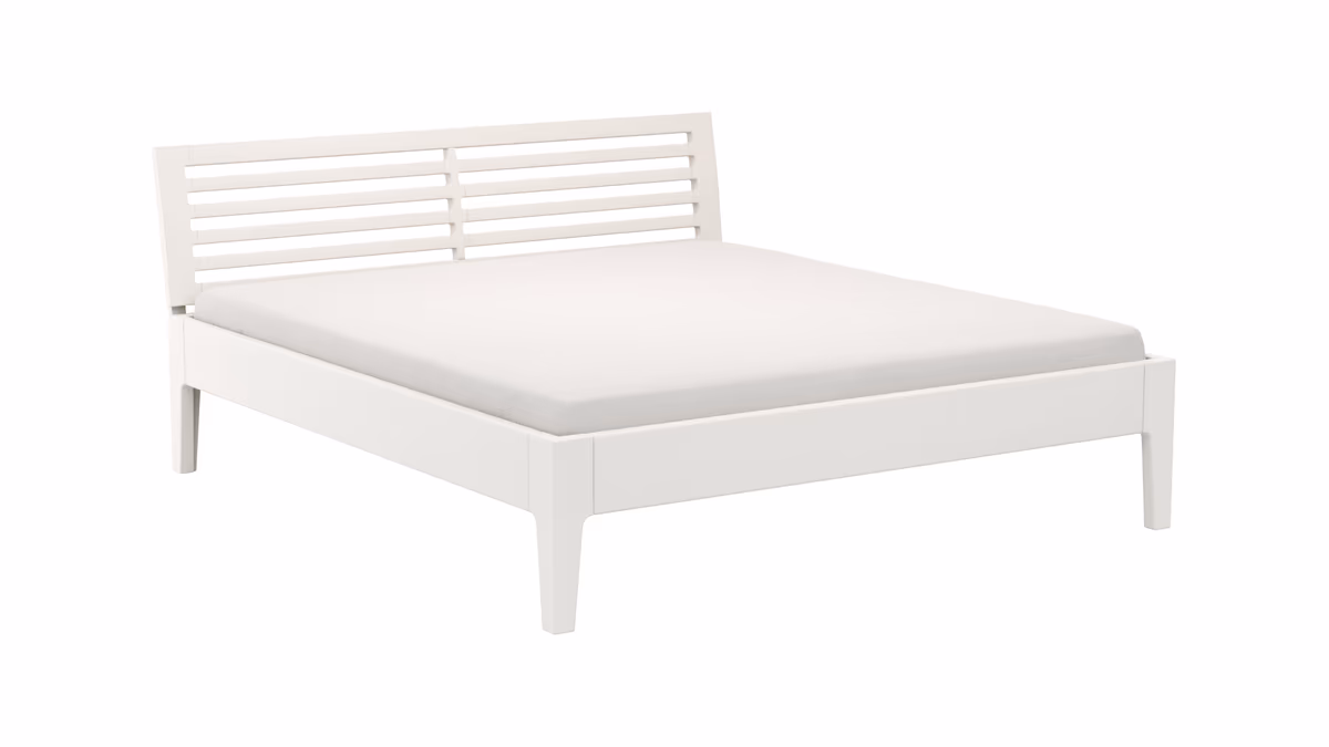 Bettgestell 1660 - Liegefläche ca. 180x200 cm, Kiefer massiv, Weiß