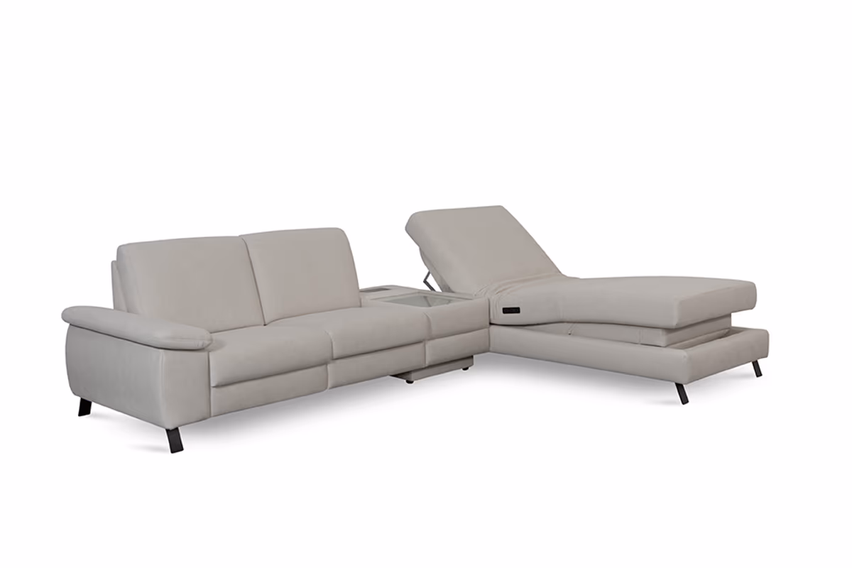  Ecksofa Colombia - 2,5-Sitzer mit Ecke rechts. Stoff, Elfenbein