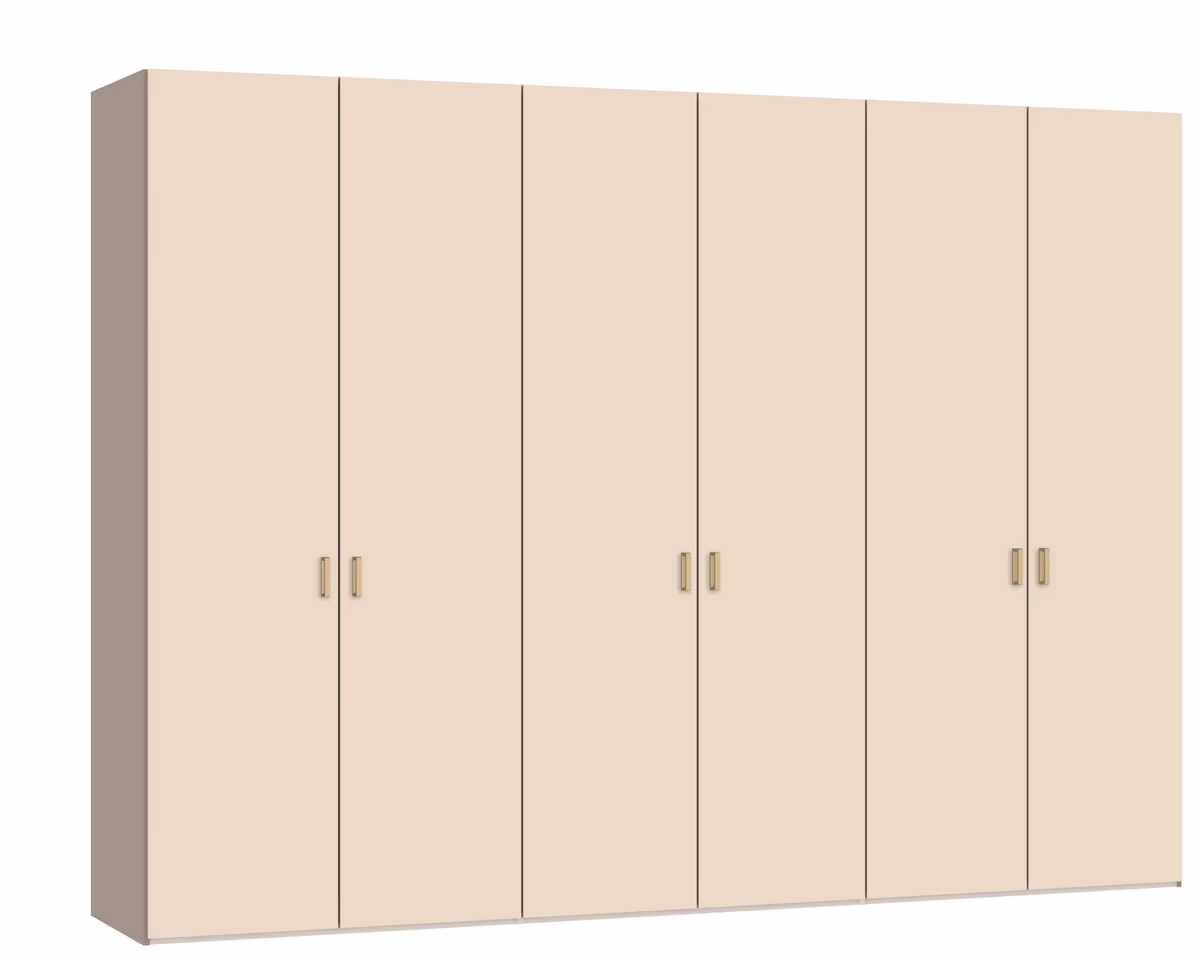 Drehtürenschrank JOIN IT- B ca. 303 cm,  Nougat, Glas, Creme
