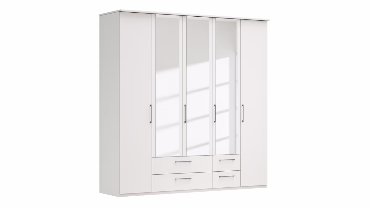 Drehtürenschrank Viana - B. ca. 225 cm, Lack, Weiß