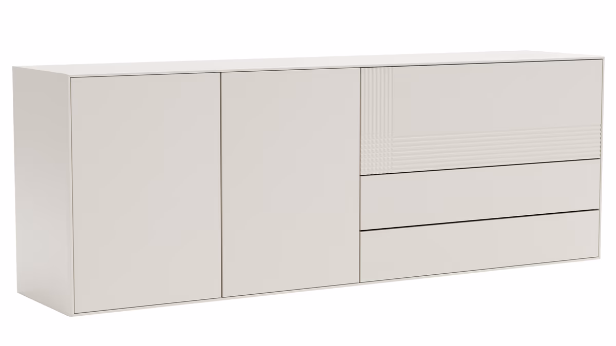 Sideboard Colore - B ca. 200 cm, Lack, Weiß