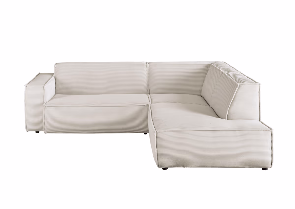 Ecksofa - 1,5-Sitzer mit Ecke rechts, Cord, Weiß