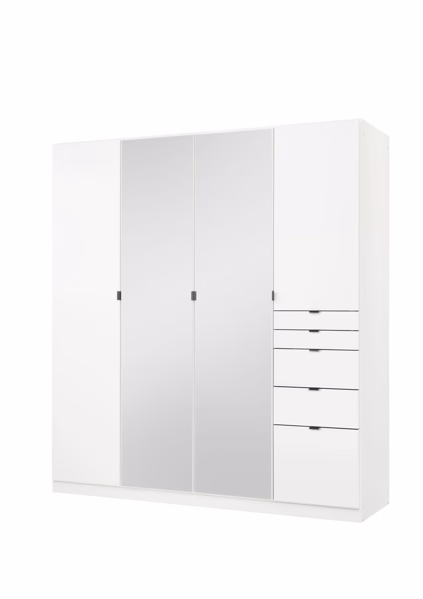 Drehtürenschrank ROVANO- B ca. 180 cm, Weiß, Spiegel