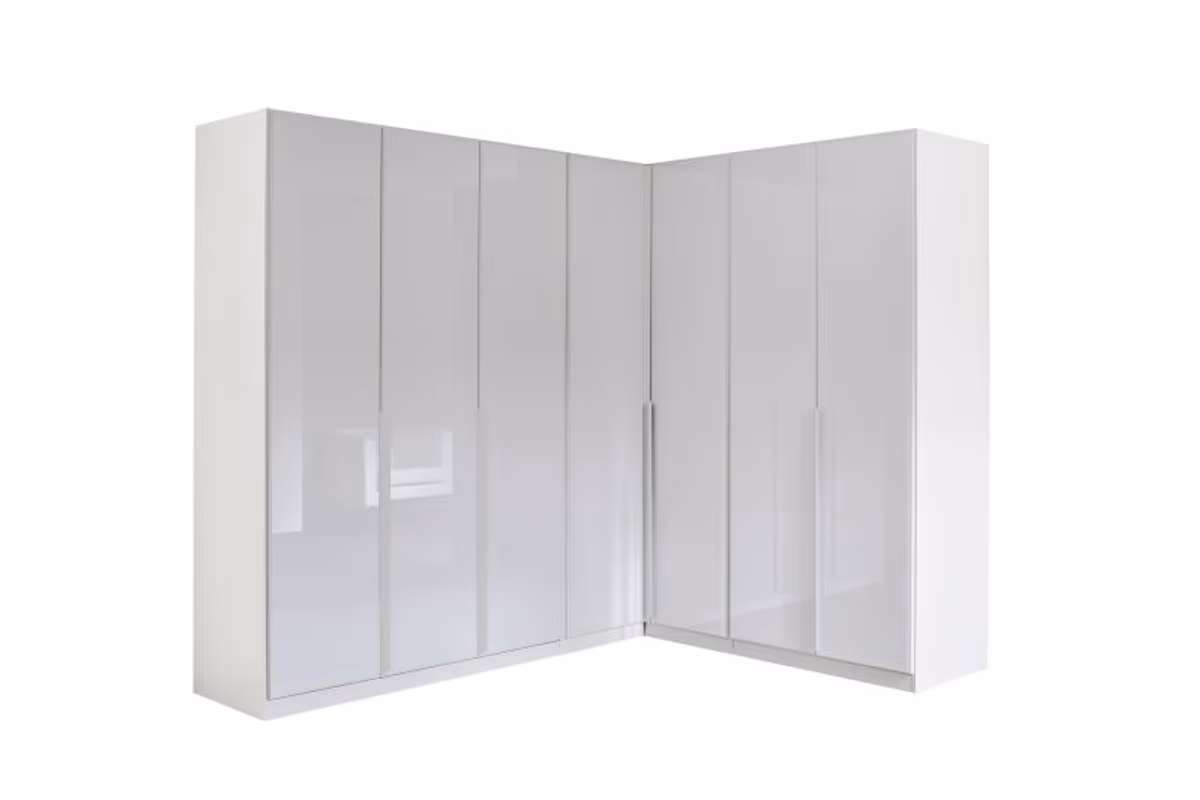 Eckschrankkombination ROMAN SPIN- Weiß, Glas, Weiß