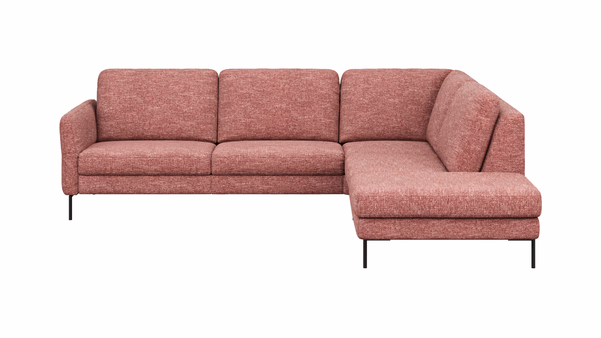 Ecksofa Enna - 3-Sitzer mit Ecke rechts, Stoff, Koralle