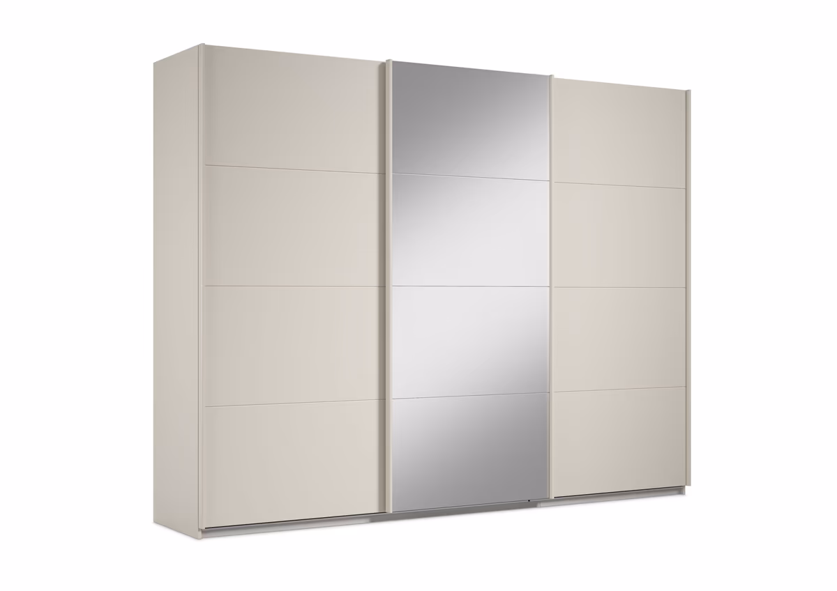 Schwebetürenschrank RIVASA- B ca. 271 cm, Champagner, Spiegel