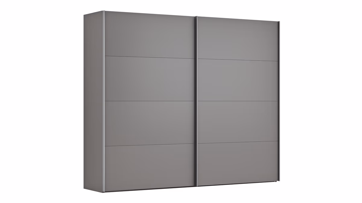 Schwebetürenschrank Viana - B ca. 271 cm, Lack, Steingrau
