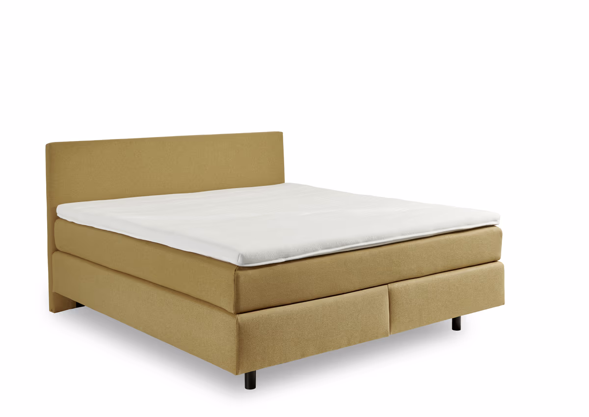 Boxspringbett - Liegefläche ca. 180x200 cm, Stoff, Curry