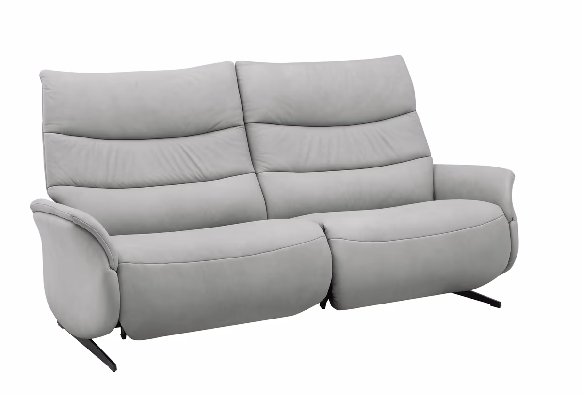 Sofa EM Lun - 3-Sitzer, Wall-Free Funktion, Kopfteilverstellung, Leder, grau