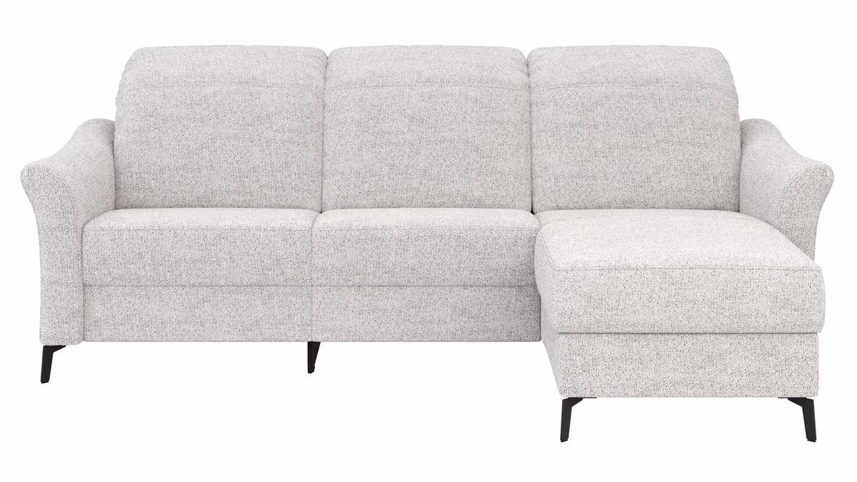 Ecksofa Canterbury - 2,5-Sitzer mit Longchair rechts, inkl. Relaxfunktion (motorisch) und Kopfteilverstellung, Stoff, Offwhite