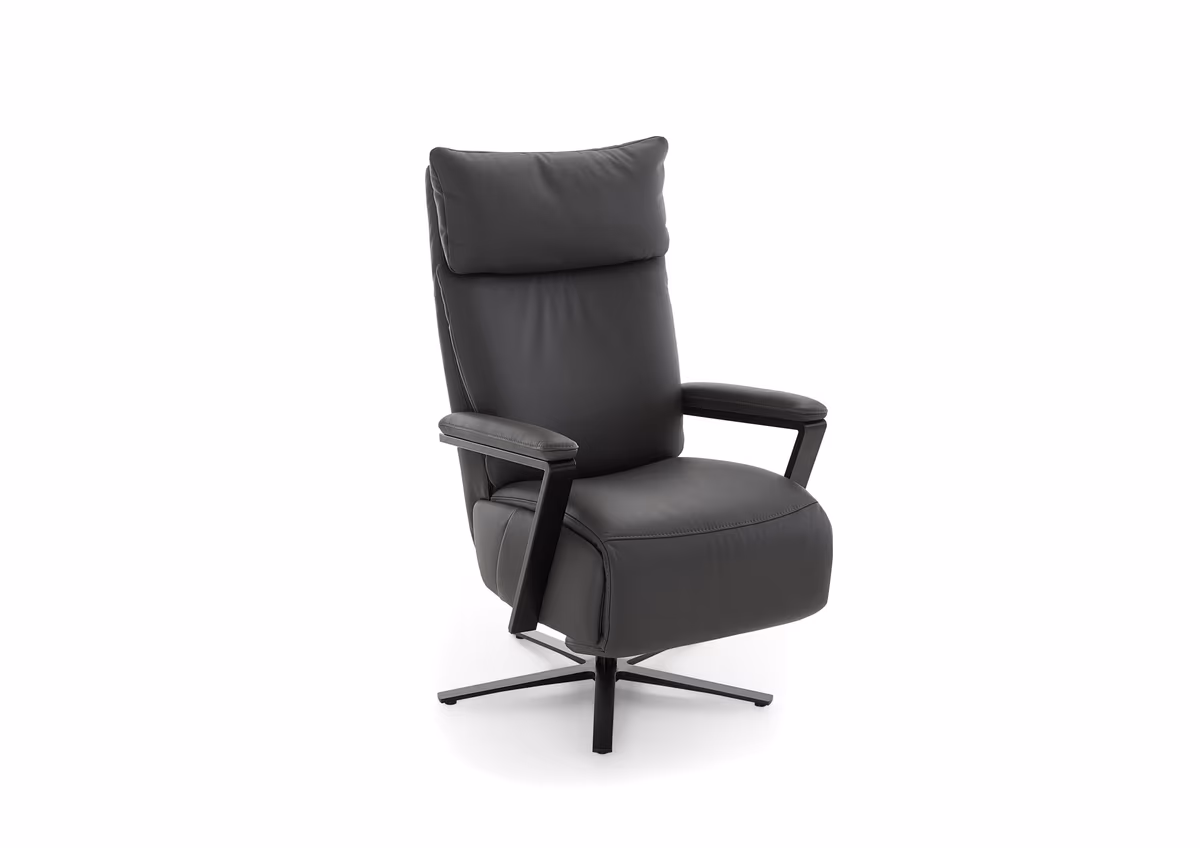 Sessel - Größe L, Relaxfunktion, Leder Anthrazit