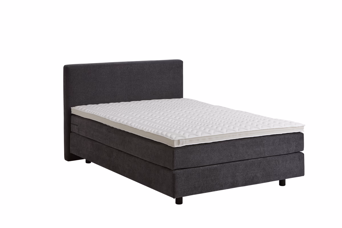 Boxspringbett Valencia - Liegefläche ca. 140x200 cm, Stoff, Anthrazit