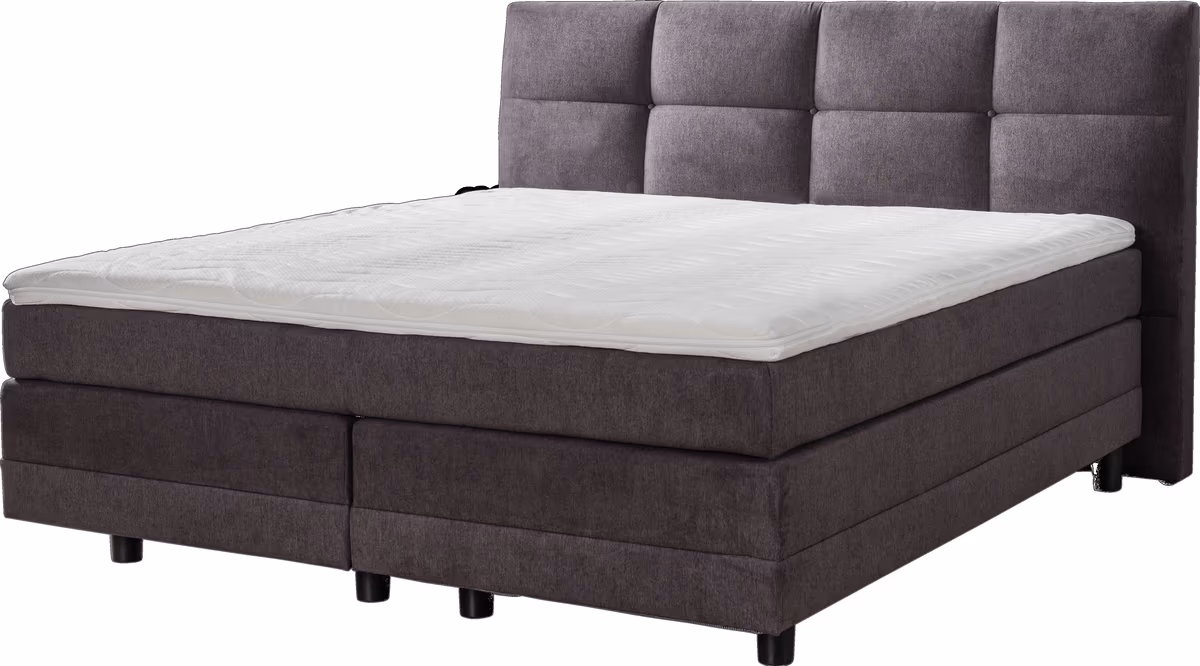 Boxspringbett - Liegefläche ca. 180x200 cm, Stoff, Dunkelgrau