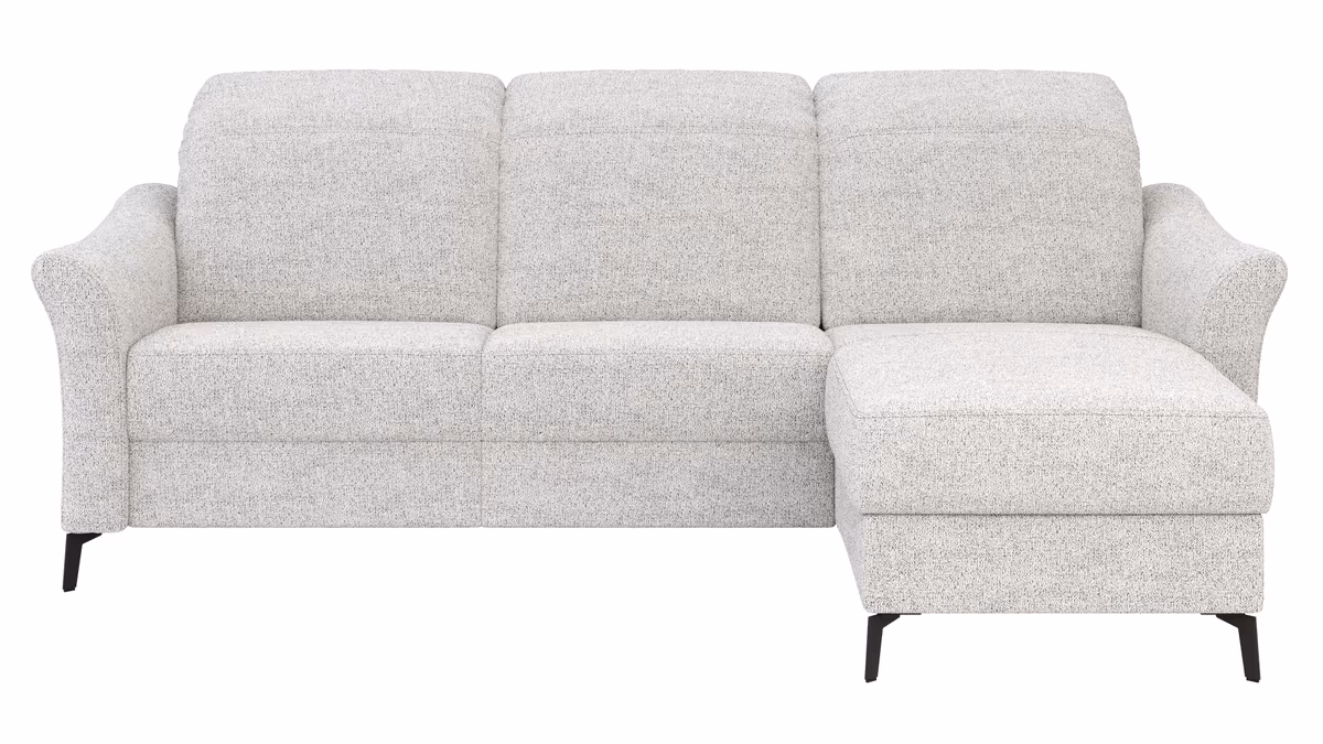 Ecksofa Canterbury - 2,5-Sitzer mit Longchair rechts, Stoff, Offwhite