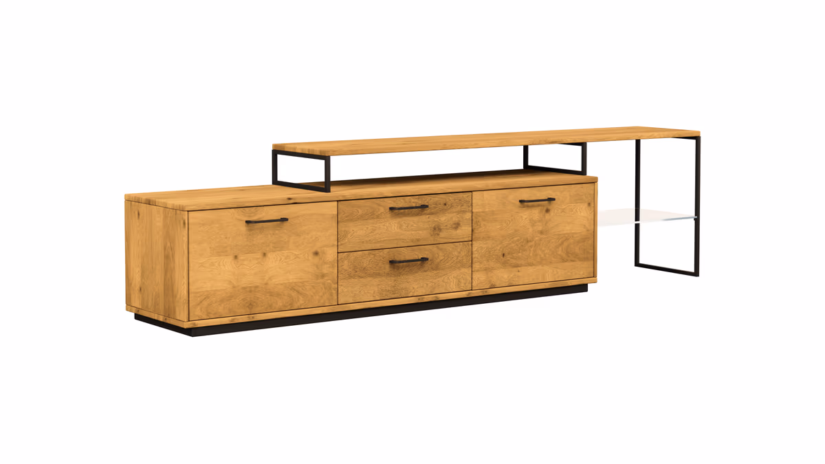 Lowboard Savannah - Aufsatz rechts, Wildeiche massiv, natur geölt