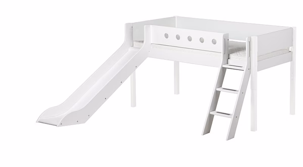 Hochbett- Liegefläche ca. 90x200 cm, Birke, Massiv, Weiß