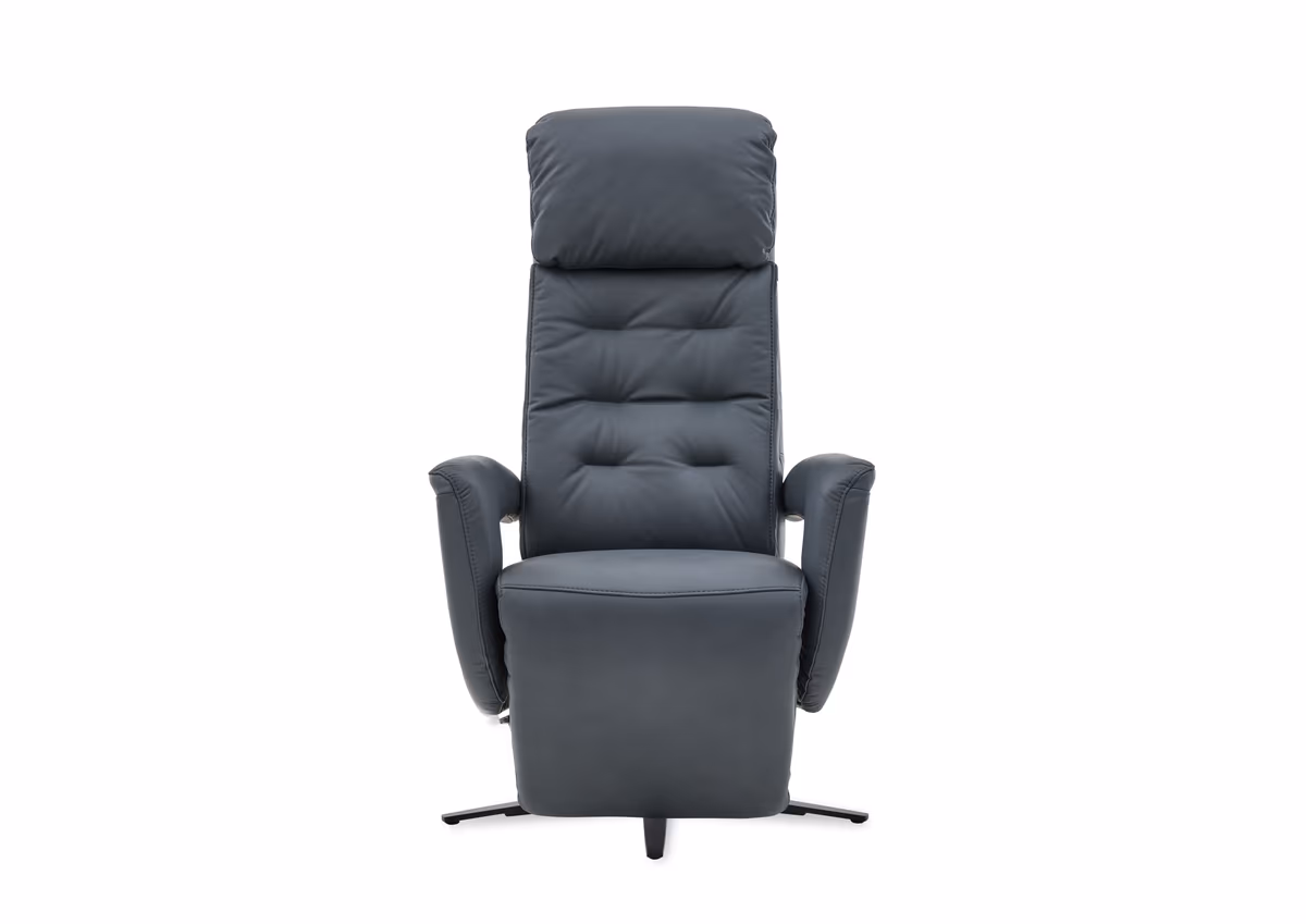 TV Sessel - Größe L, Relaxfunktion, Kopfteil vertellbar, Leder, Blau