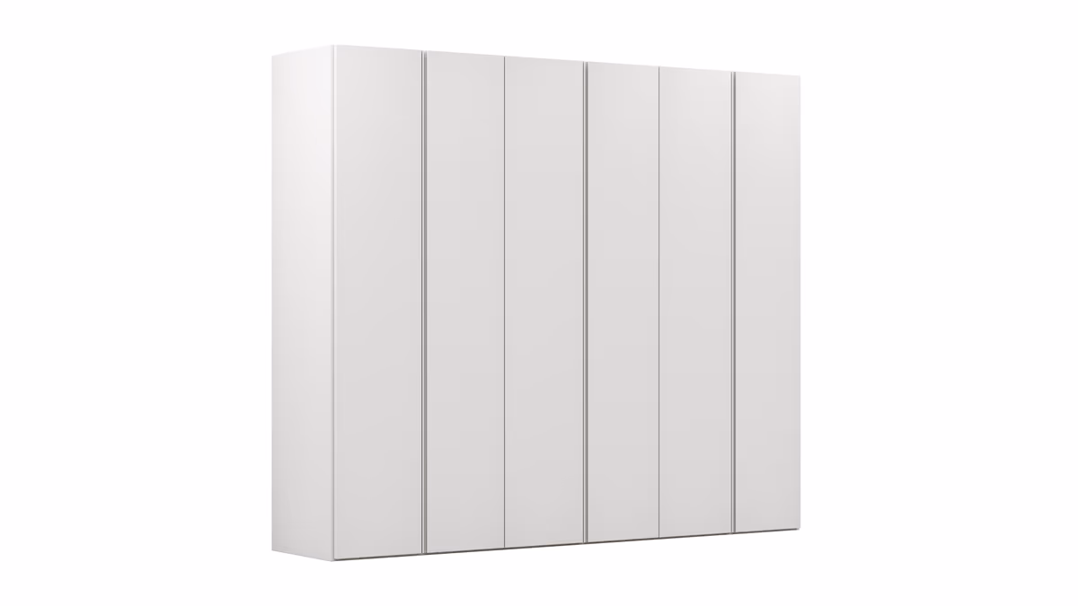 Drehtürenschrank Loretto - B ca. 280 cm, Melamin matt, Weiß