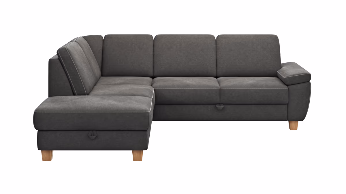 Ecksofa Sommerville - Ecke links mit 2,5-Sitzer, inkl. Schlaffunktion, Relaxfunktion (manuell), Stoff, Anthrazit