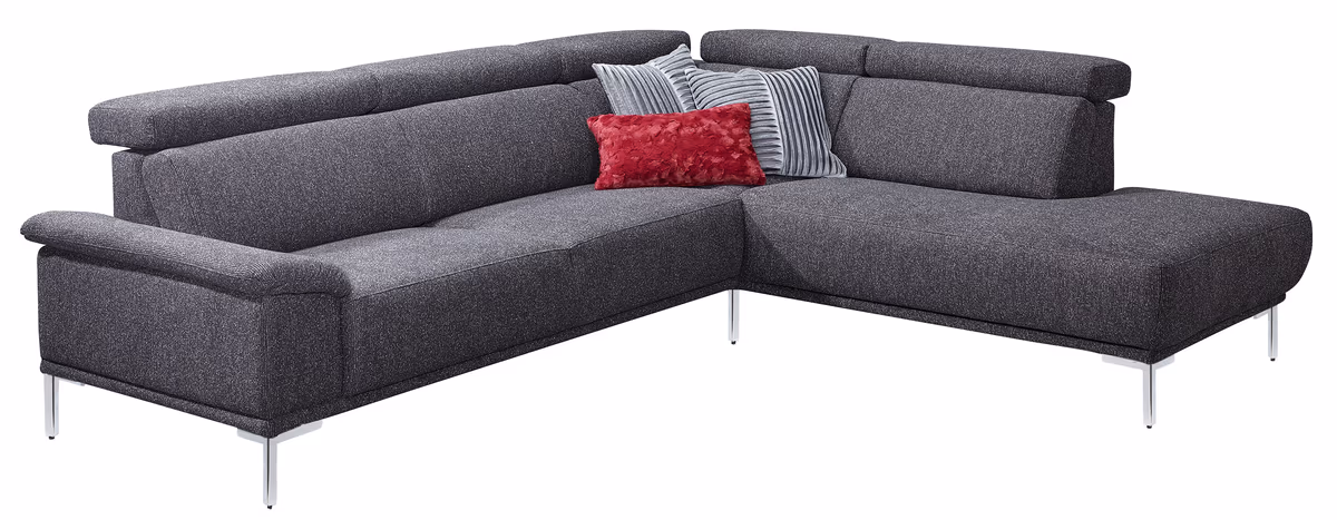 Ecksofa - 2-Sitzer mit Ecke rechts, Stoff, Anthrazit