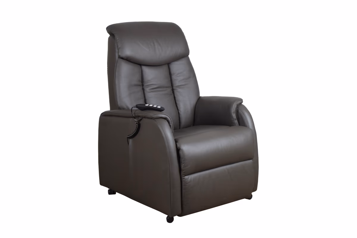 TV-Sessel MARIN - Aufstehhilfe, Relaxfunktion, Kopfteilverstellung, Leder, Dunkelbraun