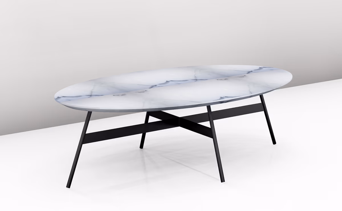 Couchtisch - LBH ca. 116x70x35 cm, Keramik, Weiß