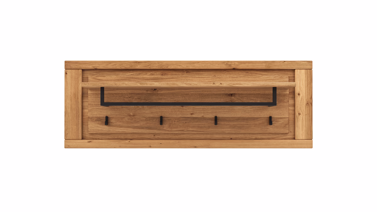 Garderobenpaneel Farmingdale - Eiche massiv, natur geölt