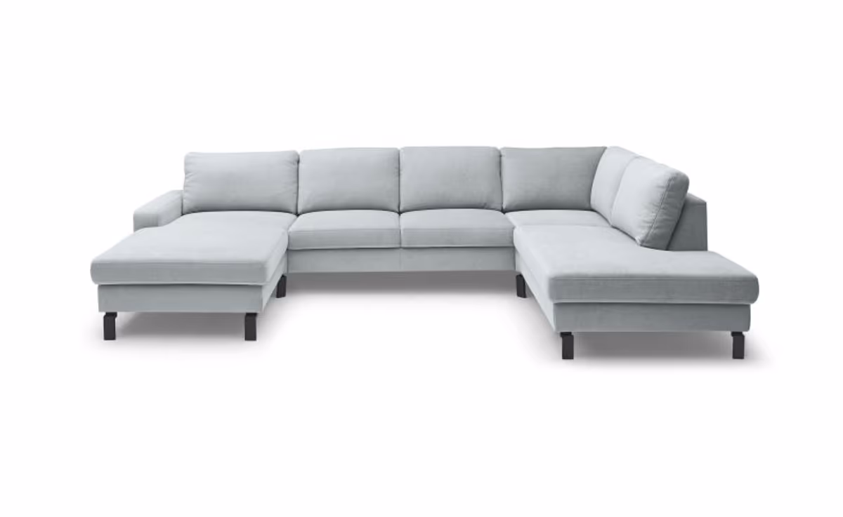 Wohnlandschaft CALM - Longchair links, 2-Sitzer, Ecke rechts, Microfaser, Hellblau