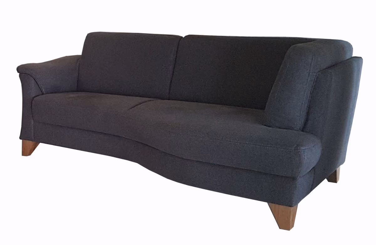 Sofa - 3-Sitzer mit geschwungener Sitzfläche, Stoff, Anthrazit