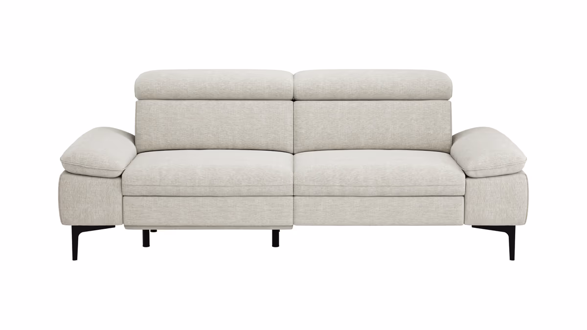 Sofa Felipa - 3-Sitzer inkl. Relaxfunktion (motorisch) und Kopfteil verstellbar, Stoff, Natur