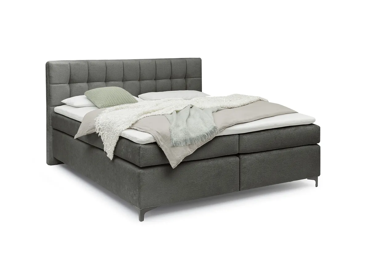 Boxspringbett HINDA- Liegefläche ca. 180x200 cm, Stoff, Anthrazit