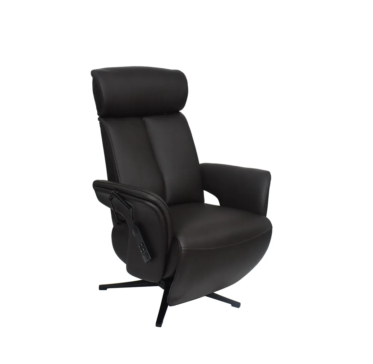 TV-Sessel MATHIS - drehbar, Aufstehhilfe, Relaxfunktion, Kopfteilverstellung, Leder, Chocolate