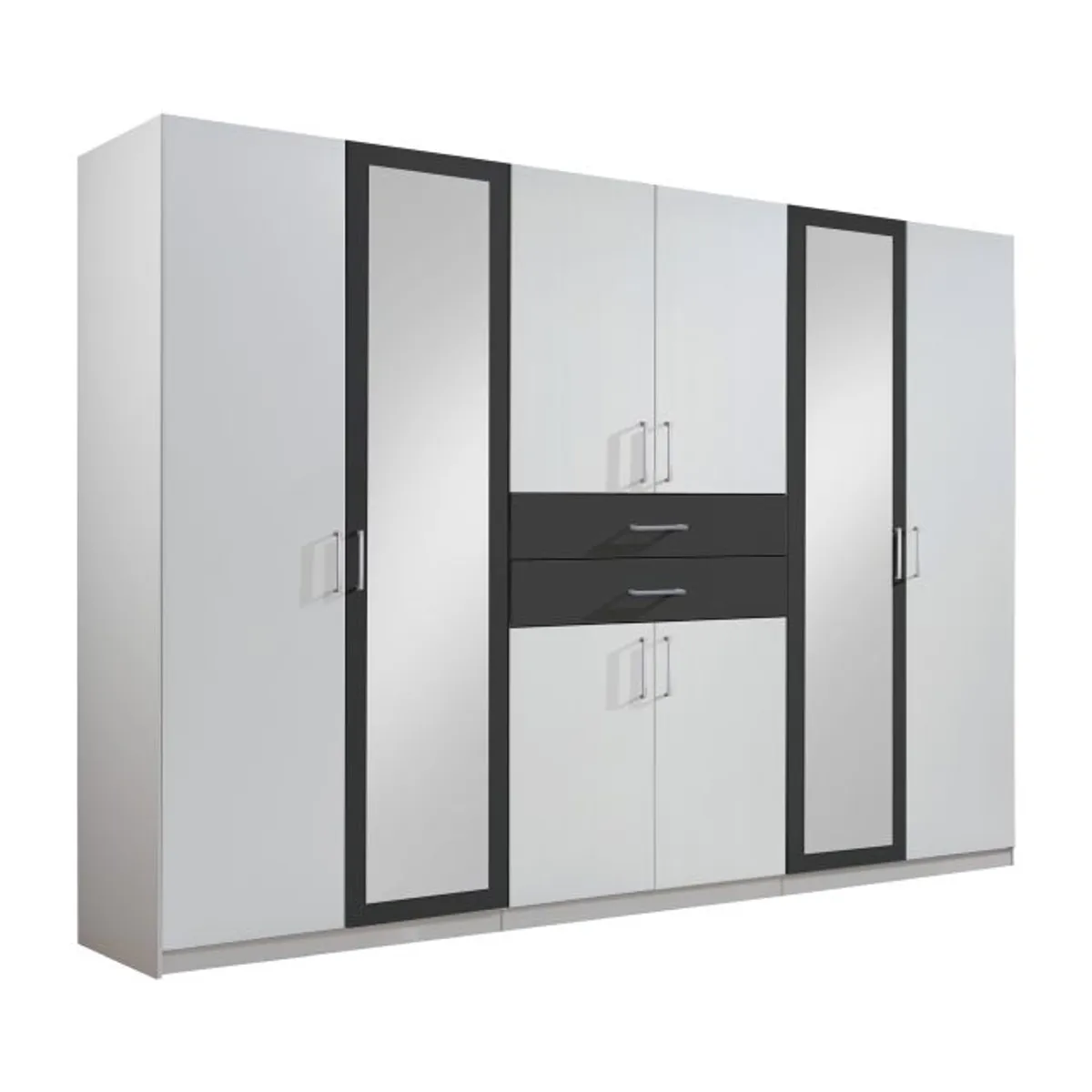 Drehtürenschrank- B ca. 270 cm, Weiß, Graphit