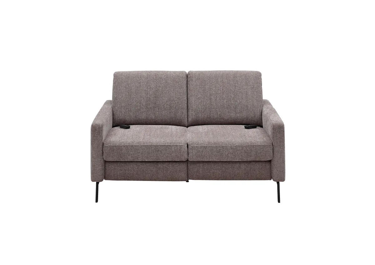 Sofa - 2-Sitzer, Relaxfunktion motorisch, Stoff, Braun