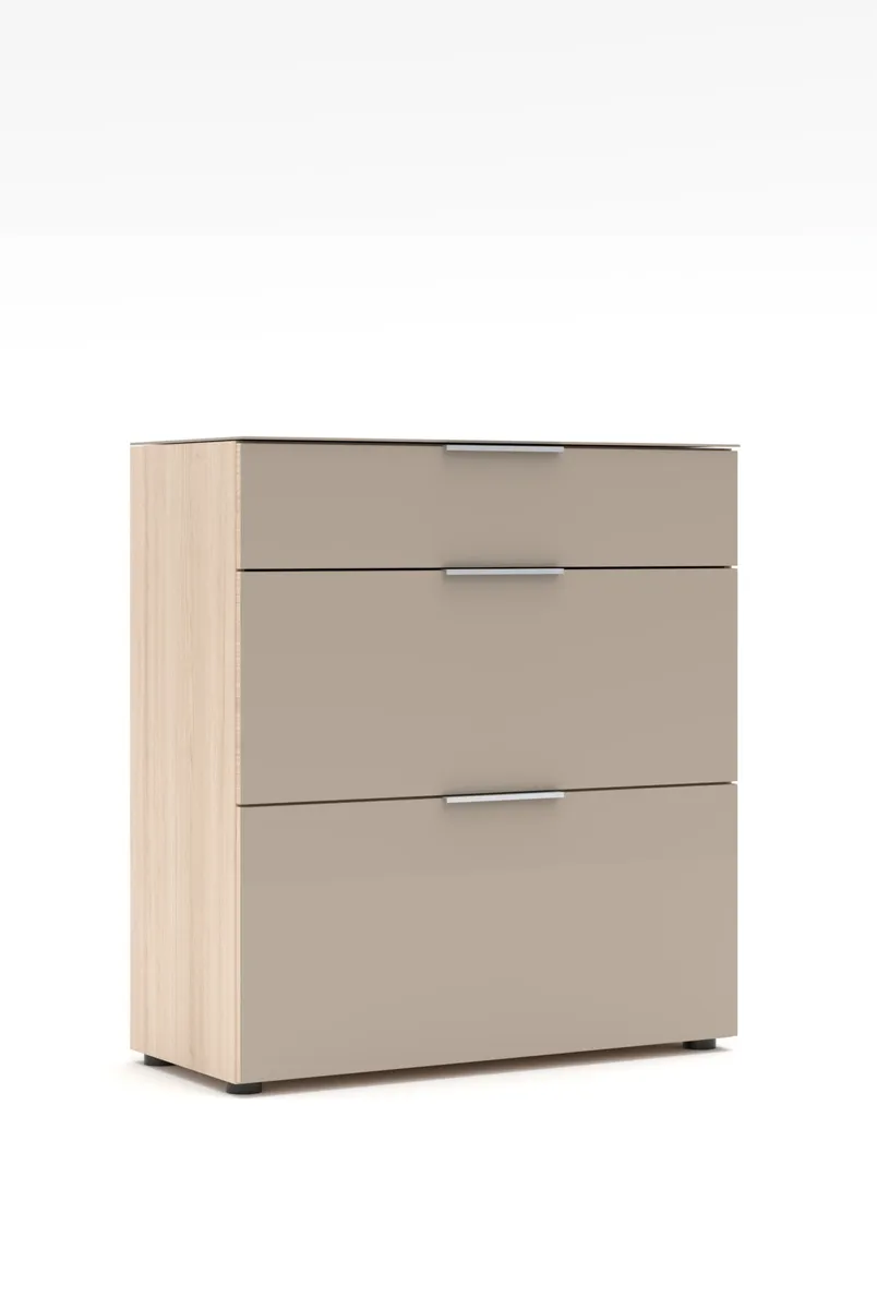 Schuhschrank - B ca. 90 cm, Riva Eiche Nachbildung, Kaschmir