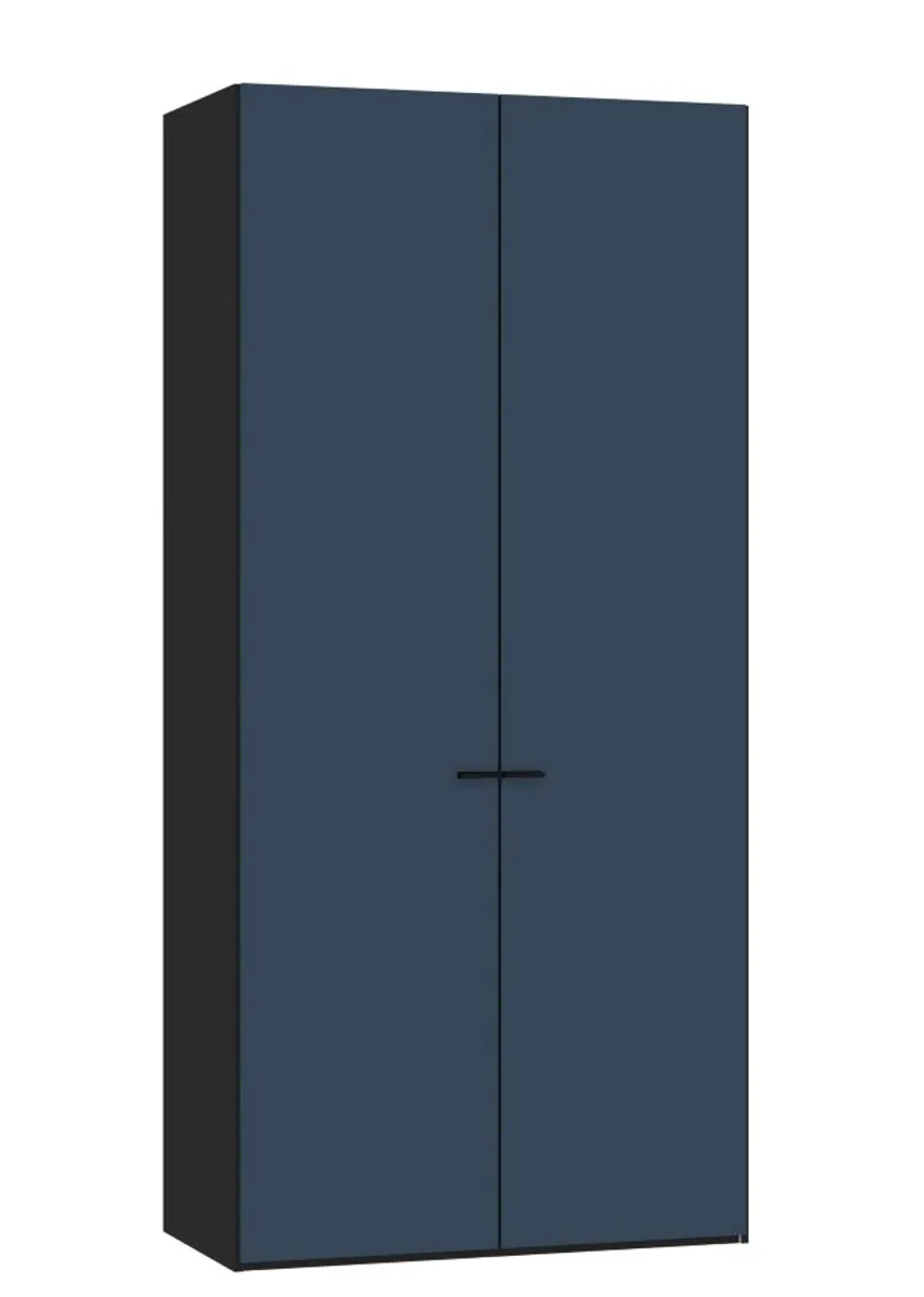Drehtürenschrank JOIN IT- B ca. 101 cm,  Schwarz, Glas, Blaugrau, Matt