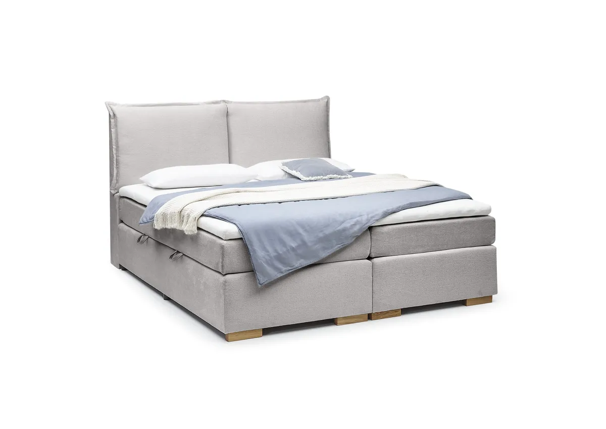 Boxspringbett SANDRIN A- Liegefläche ca. 180x200 cm, Stoff, Hellgrau, inkl. Stauraum