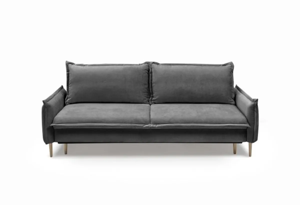 Sofa - 3-Sitzer inkl. Schlaffunktion und Bettkasten, Stoff, Dunkelgrau