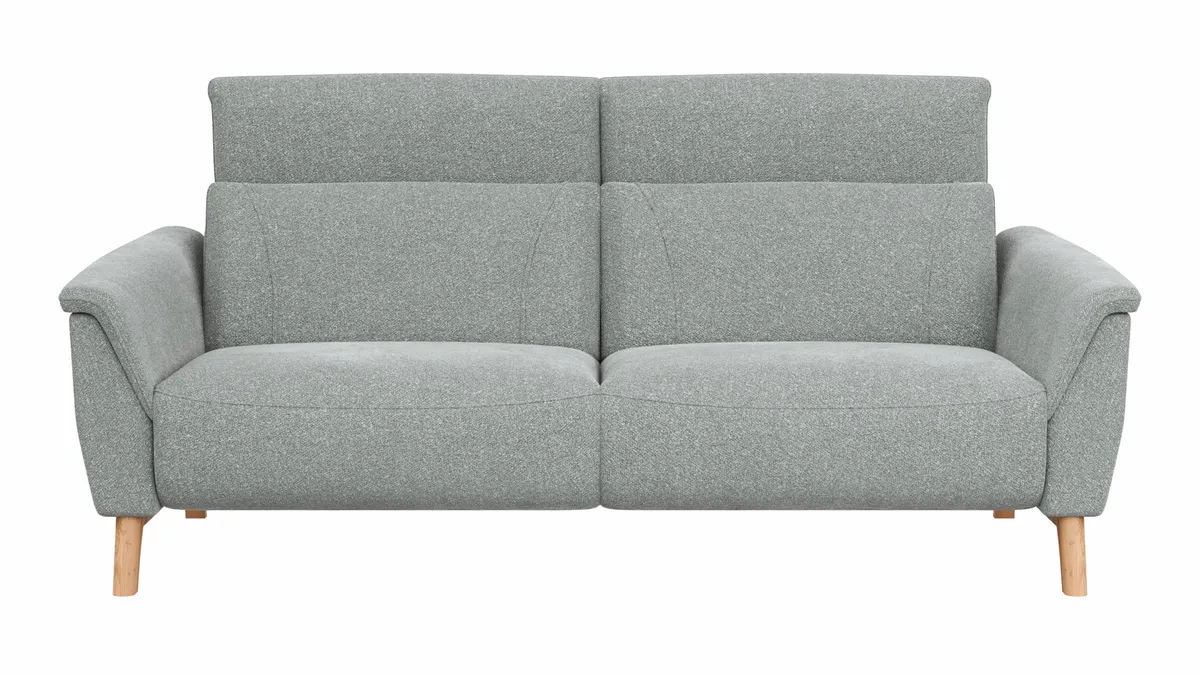 Sofa Nevin - 3-Sitzer inkl. Kopfpolsterverstellung, Stoff, Silbergrau