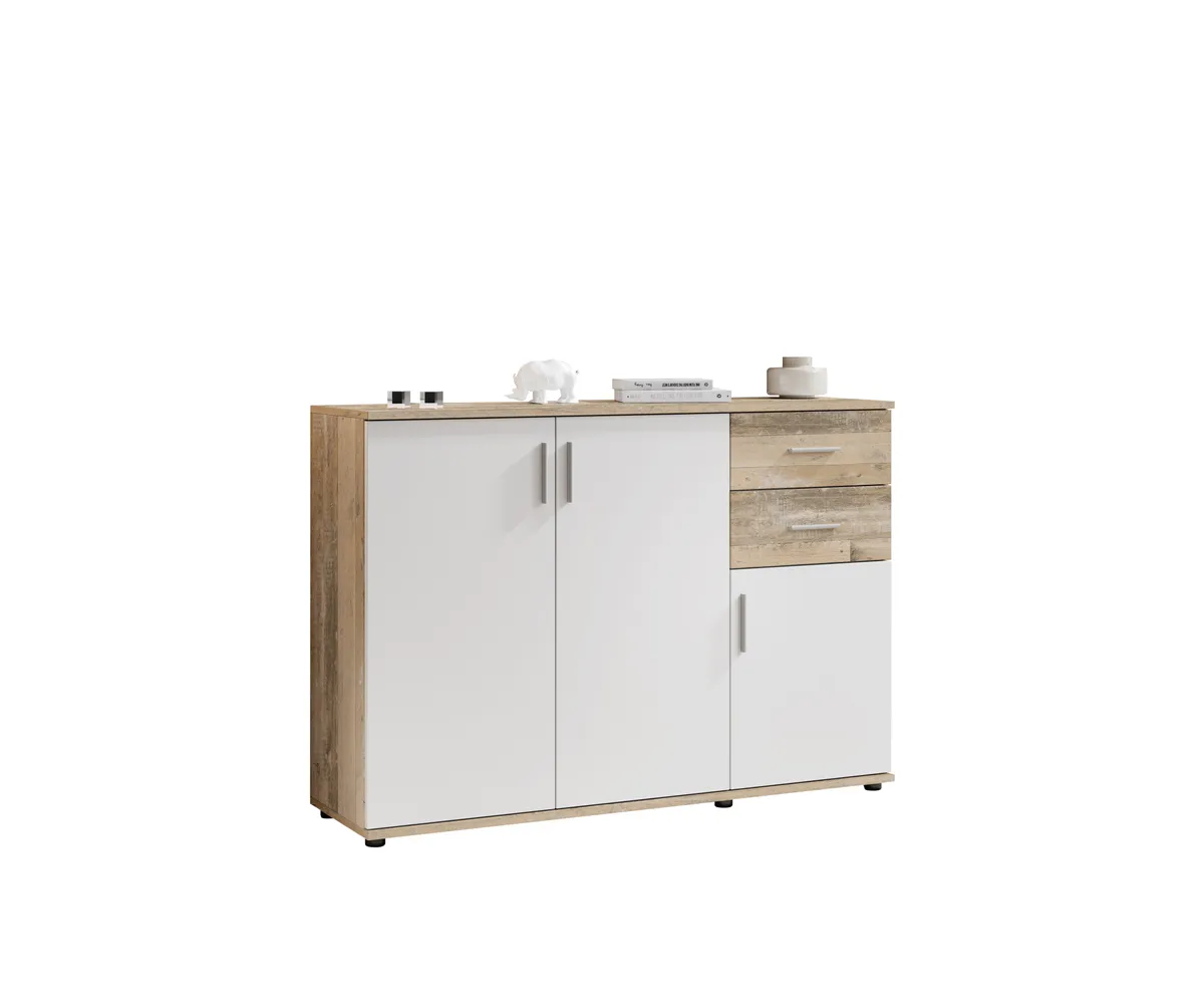 Kommode - B ca. 120 cm, Holz Nachbildung, Weiß