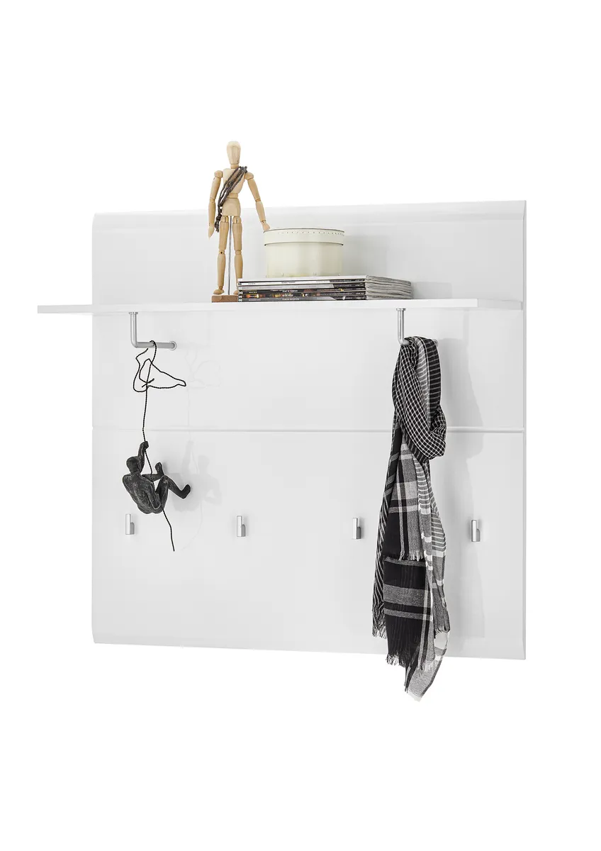 Garderobenpaneel- Weiß, Weiß, Hochglanz