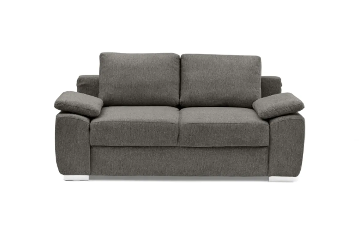 Schlafsofa EMIEL - 2-Sitzer inkl. Schlaffunktion und Bettkasten, Stoff, Braun