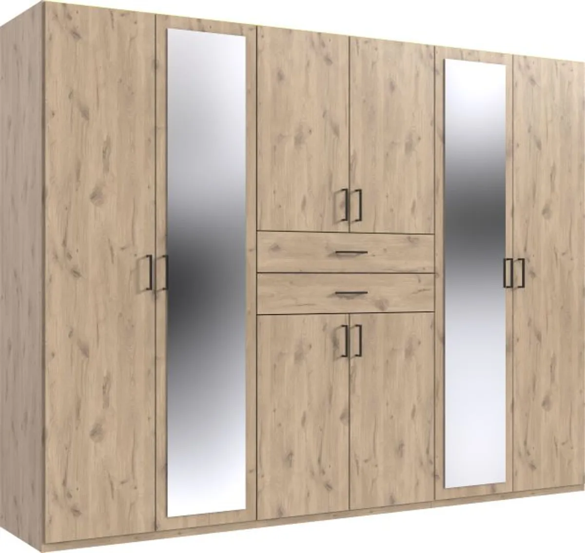 Drehtürenschrank- Eiche Dekor, Spiegel