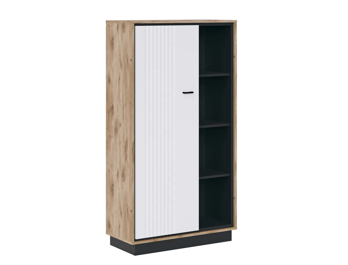 Regal- Eiche Dekor, Weiß Hochglanz