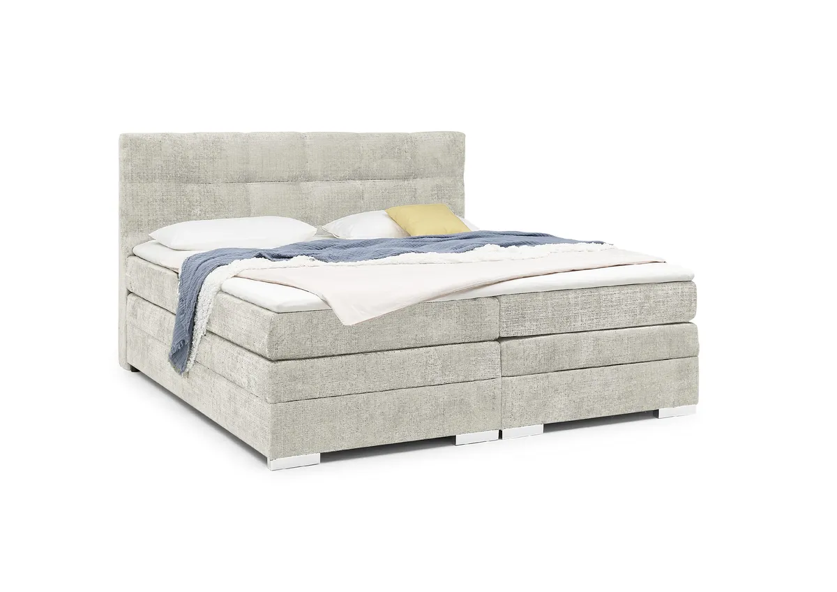 Boxspringbett SANDRIN I- Liegefläche ca. 200x200 cm, Stoff, Ceme,  inkl. Stauraum