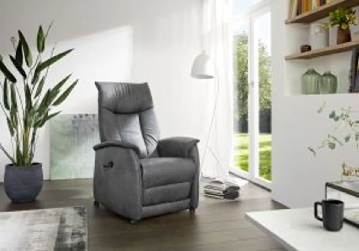 Fernsehsessel EM Düsseldorf - Relaxfunktion (3-motorisch), Leder, Brikett