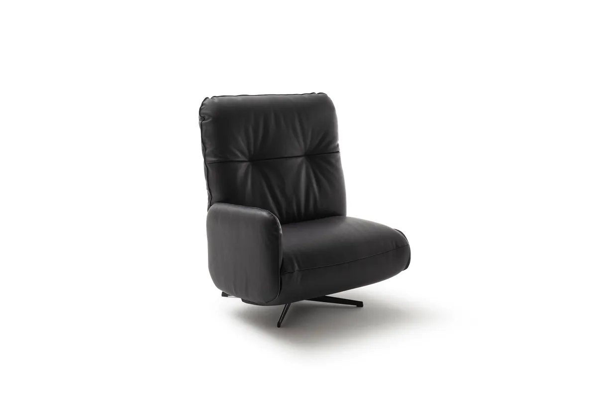 Loungesessel Lovere - Leder, Schwarz, Armlehne links