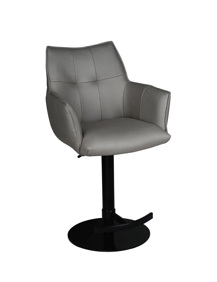 Barhocker MAKANA - drehbar, höhenverstellbar, Stoff, Hellgrau