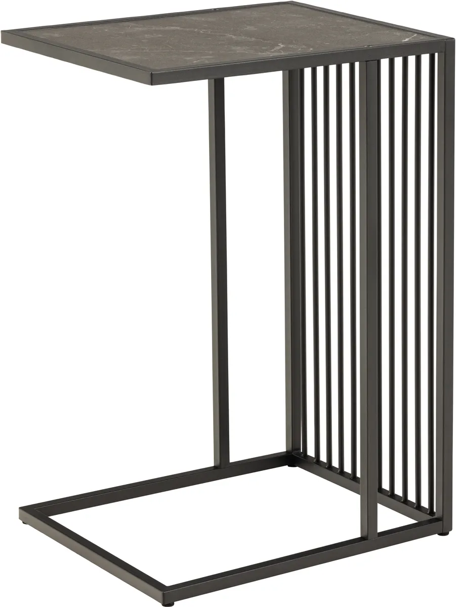 Beistelltisch - LB ca. 43x35 cm, Marmoroptik, Schwarz